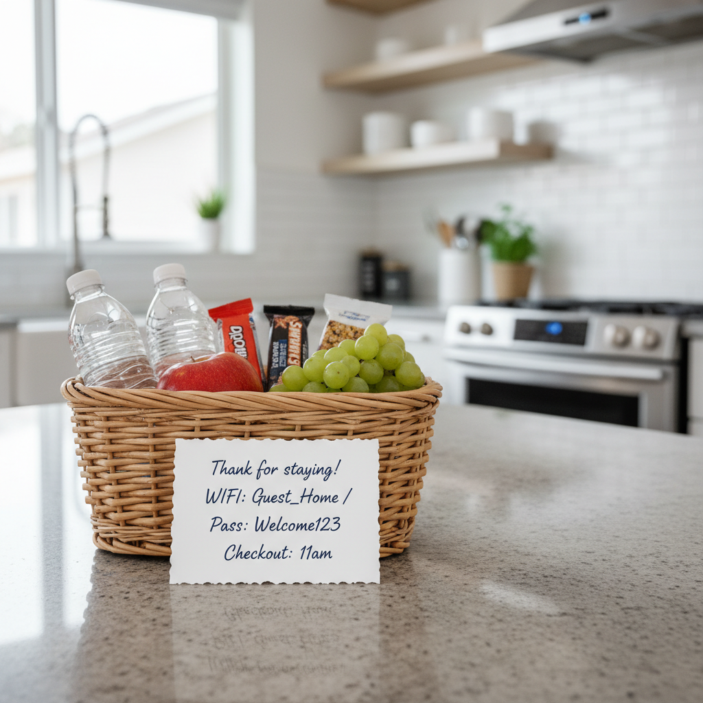 Welcome basket for Airbnb guests