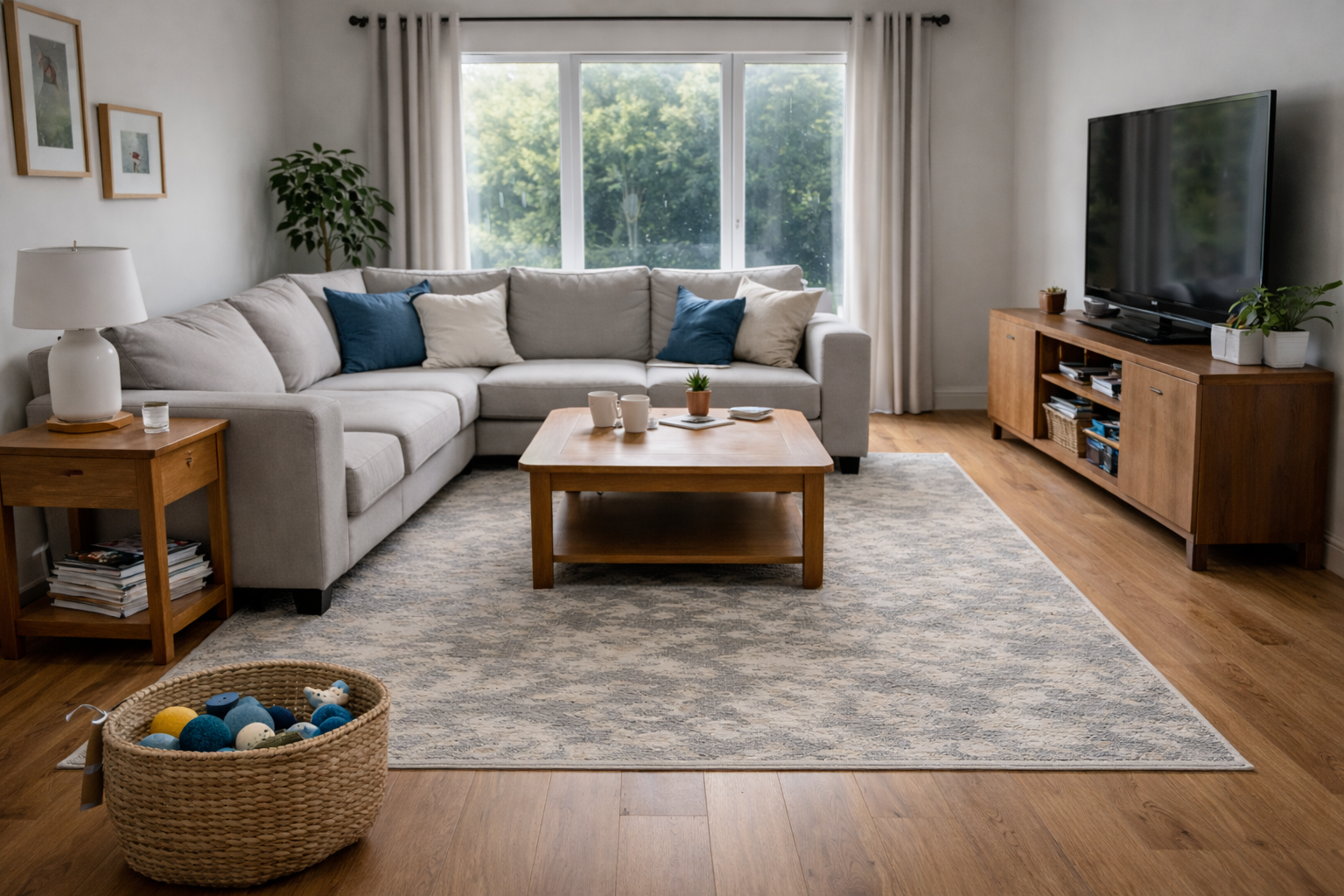 Living room cleaning after