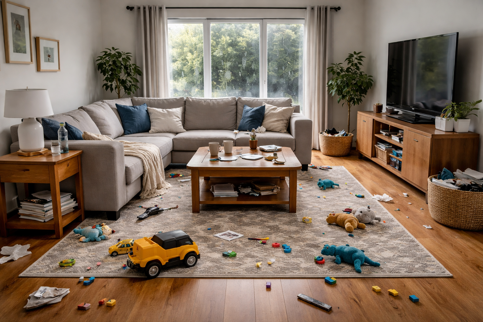 Living room cleaning before