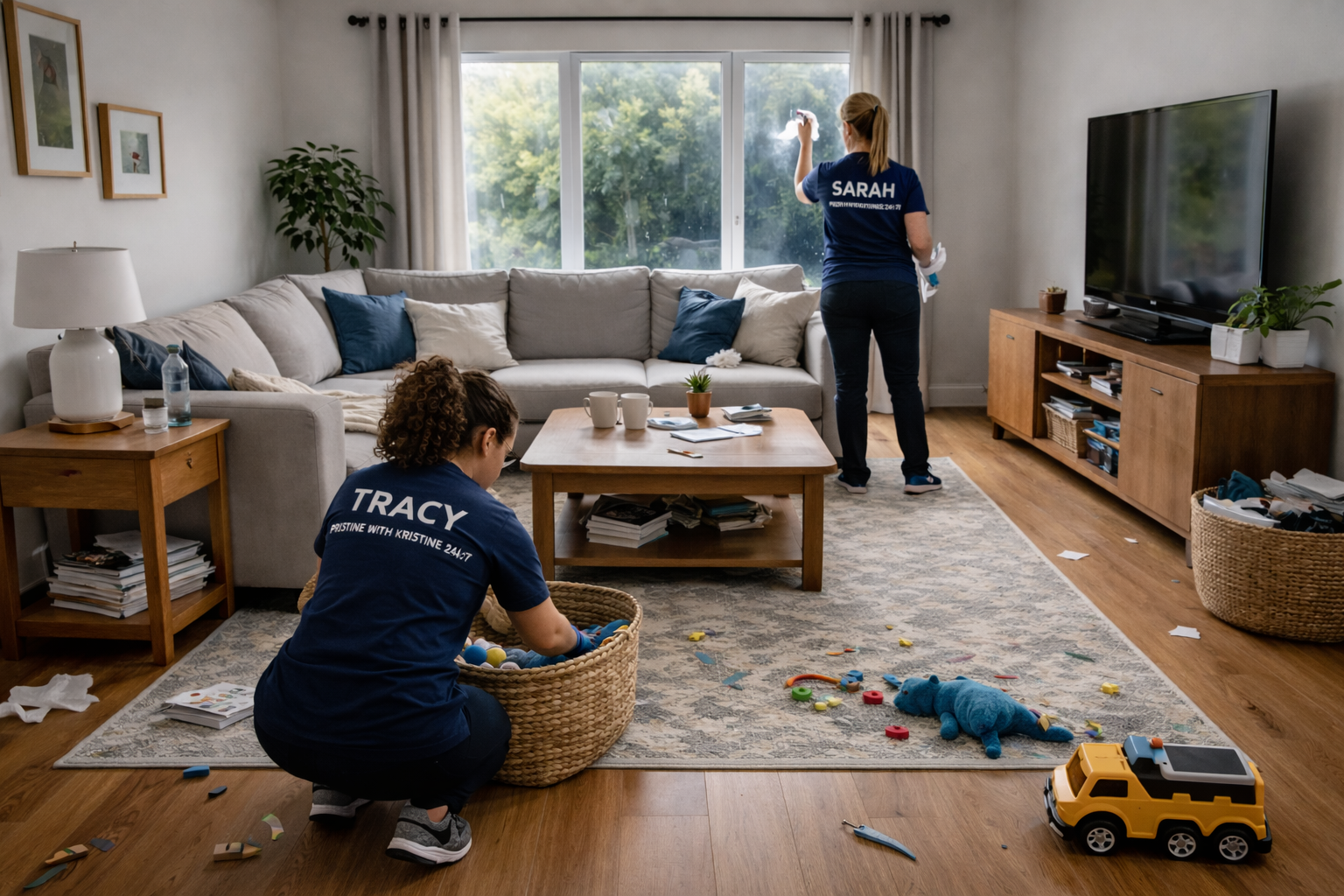 Cleaning project during full scene
