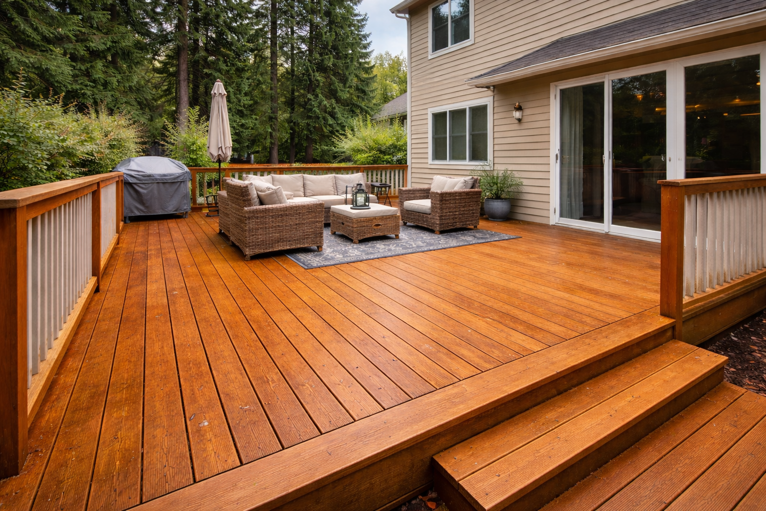 Deck after pressure washing